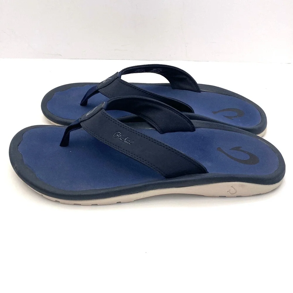 OluKai Ohana Sandals Flip Flops Slides Thong Mens 12 EU 45 Blue